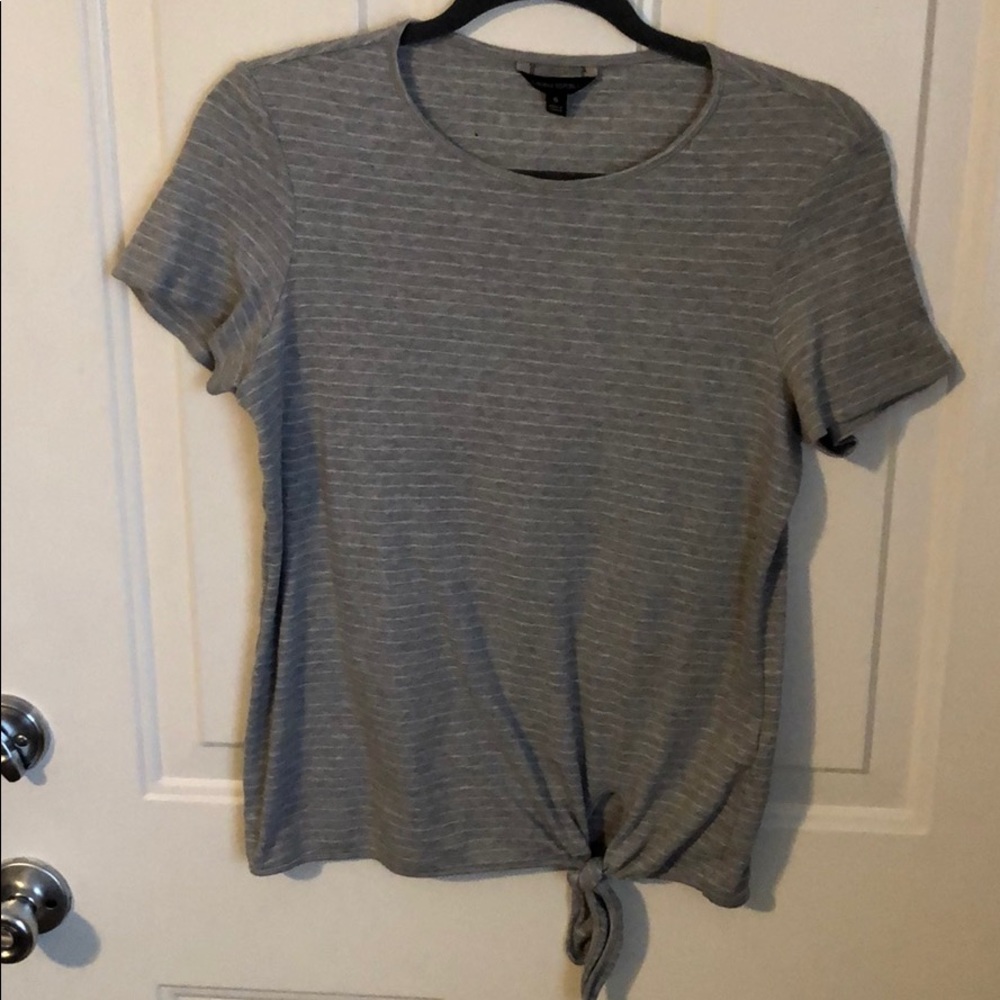 Cute striped tee with tie on bottom